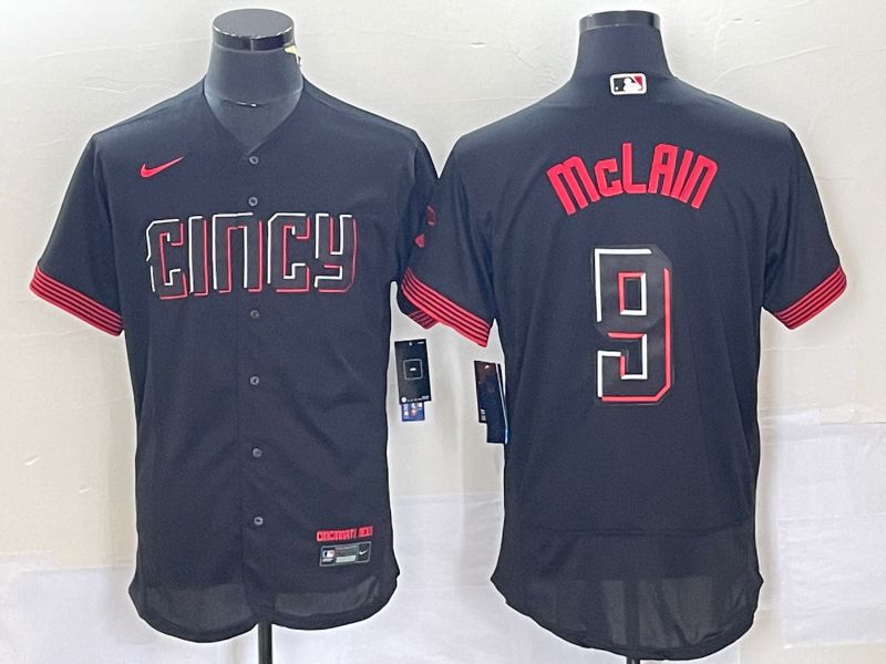 Men Cincinnati Reds #9 Mclain Nike Black 2023 City Connect Replica Player Elite MLB Jersey3->cincinnati reds->MLB Jersey